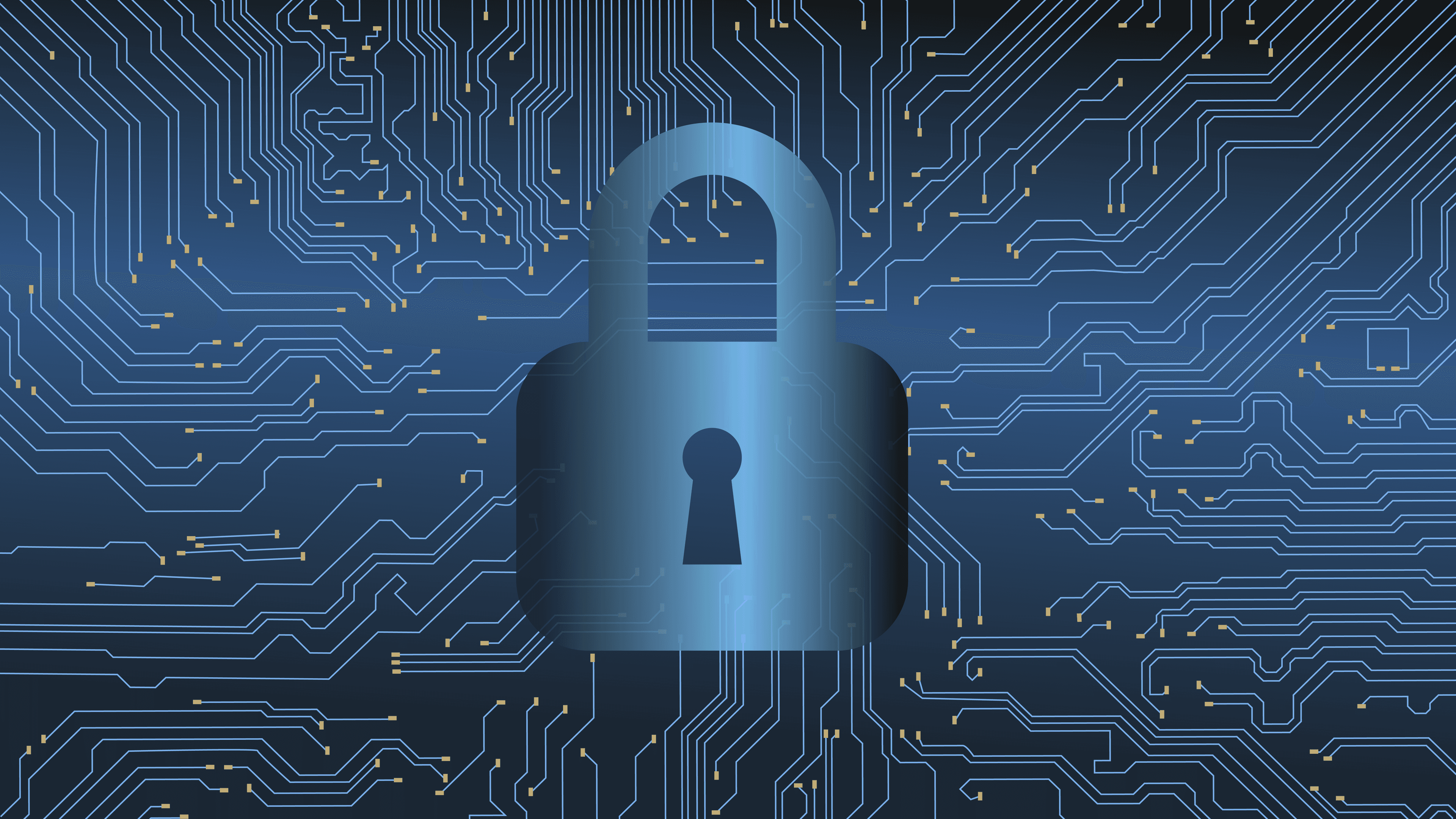 A padlock over a blue circuit board representing AI agent security controls